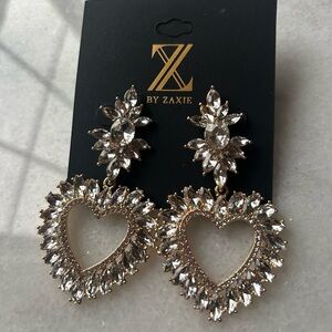 Zaxie Large Crystal Heart Statement Earrings